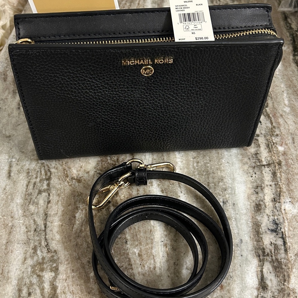 Michael Kors Black Leather Wristlet